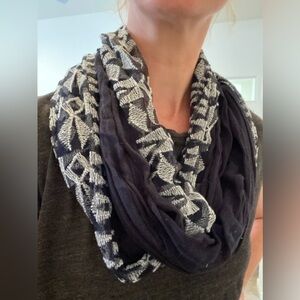 Blue embroidered infinity scarf
